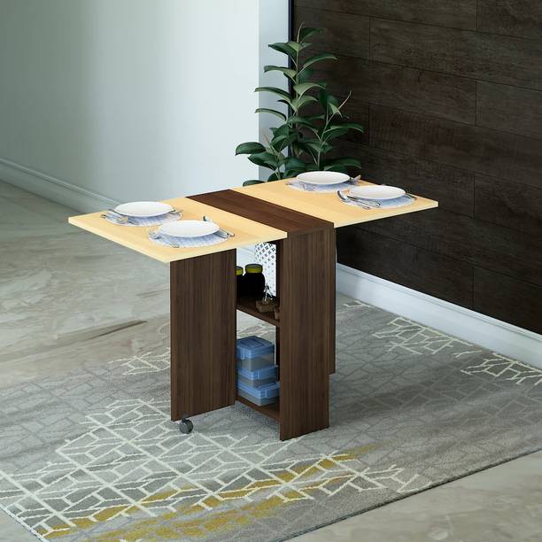 SHAIMOON Space saving folding dining table convertible with 2 tier Without chairs Engineered Wood 4 Seater Dining Table