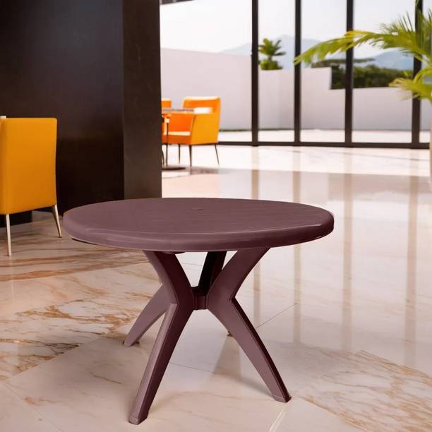 RW REST WELL Marina Round Glossy ISO Certified Plastic 4 Seater Dining Table