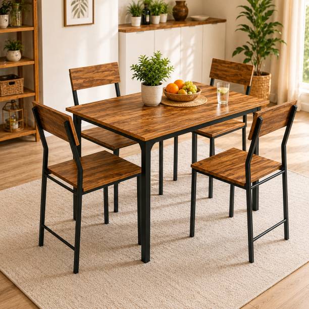 furniba 4 seater Dining set with chairs | dining set with chairs | Engineered Wood 4 Seater Dining Table