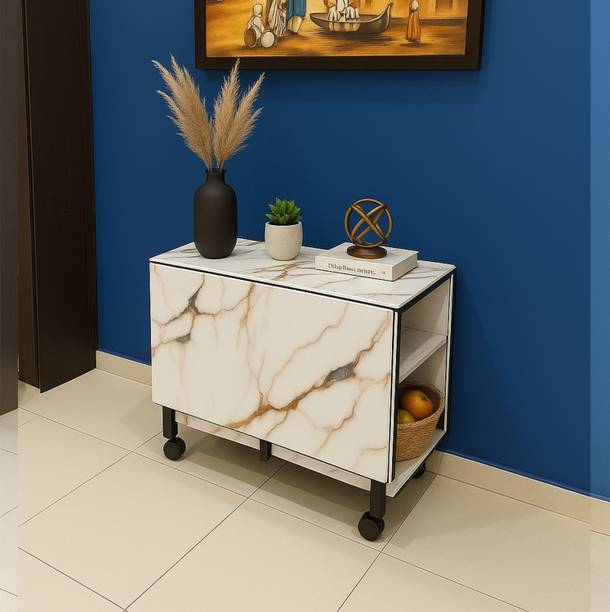 RoyalThum 6-Seater Folding Dining Table | Use for Kitchen, Study, Ironing & Party (Marble) Solid Wood 6 Seater Dining Table