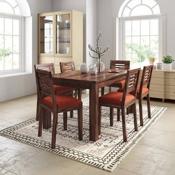 Lakewood Furniture Wooden Dining Table with 6 Chairs Solid Wood 6 Seater Dining Table