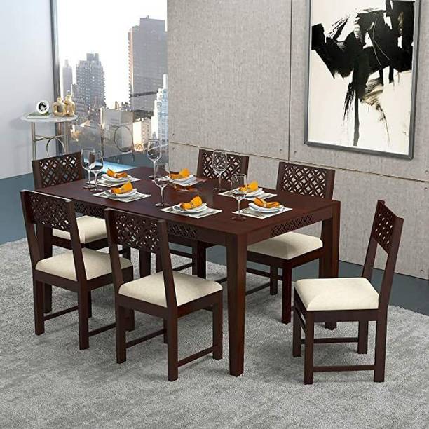 Utkarsh Solid Sheesham Wood 6 Seater Dining Set For Dining Room / Kitchen / Hotel Solid Wood 6 Seater Dining Table