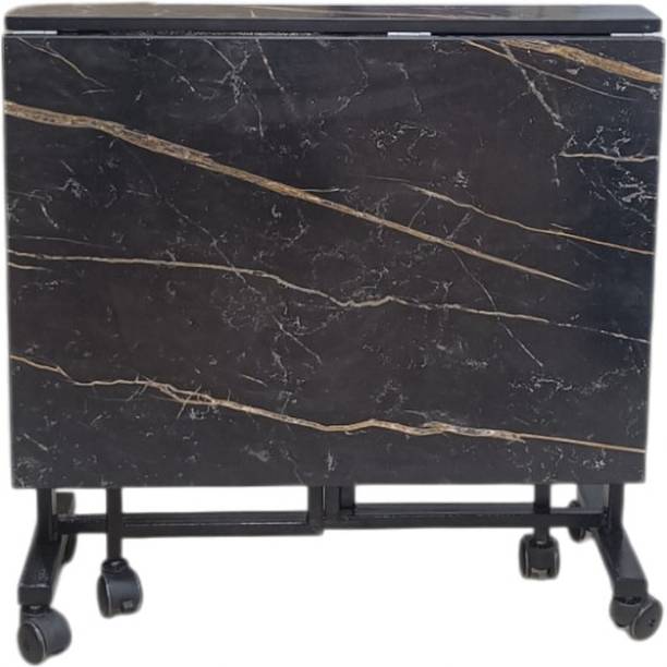 ekam futuretech ekam Folding 4 seater Dining table ( Black marble) (Assembly Require) Metal 4 Seater Dining Table
