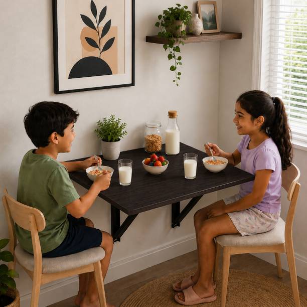 KAWACHI Wall Mounted Folding Coffee Laptop Study Wall Mount Space Saving Dining Table Engineered Wood 2 Seater Dining Table