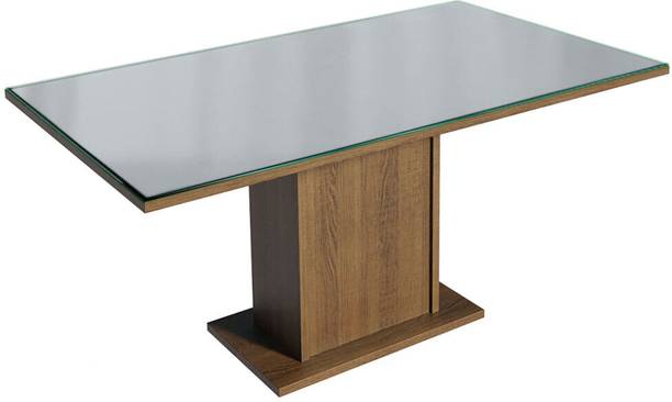 Madesa Rectangular Dining Table Glass Engineered Wood 6 Seater Dining Table