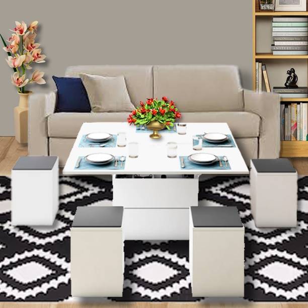 junco Convertible Coffee Table + Dining Table Engineered Wood Engineered Wood 4 Seater Dining Table
