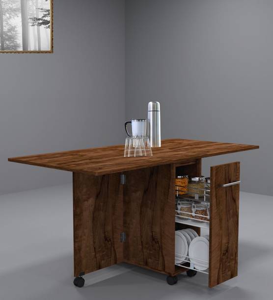 SPECIALITY PANELS Folding dining Table with Crockery unit & storage shelf with Termites resistance Engineered Wood 6 Seater Dining Table