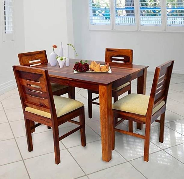 HR ENTERPRISES Solid Wood 4 Seater Dining Table