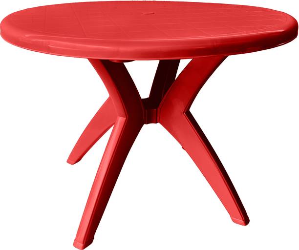 PFUN Marina Round Glossy ISO Certified Plastic 4 Seater Dining Table