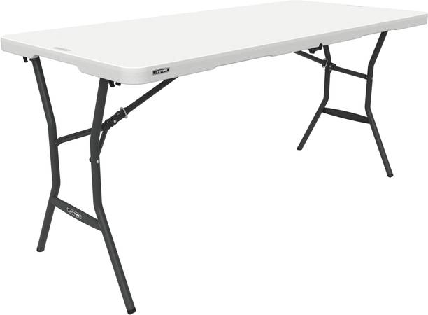 Lifetime 5-Feet Rectangular Foldable Table - Multipurpose Fold-in-Half Utility Table Plastic 6 Seater Dining Table