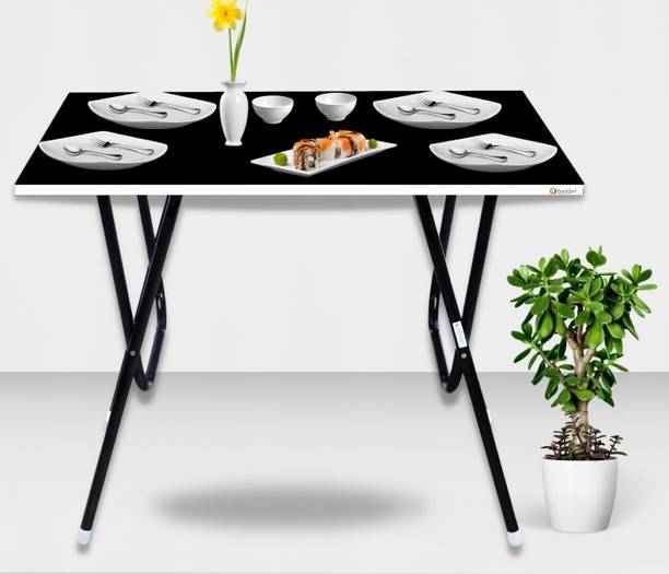 EuroQon Space Saver Foldable Imported Wood Engineered Wood 4 Seater Dining Table