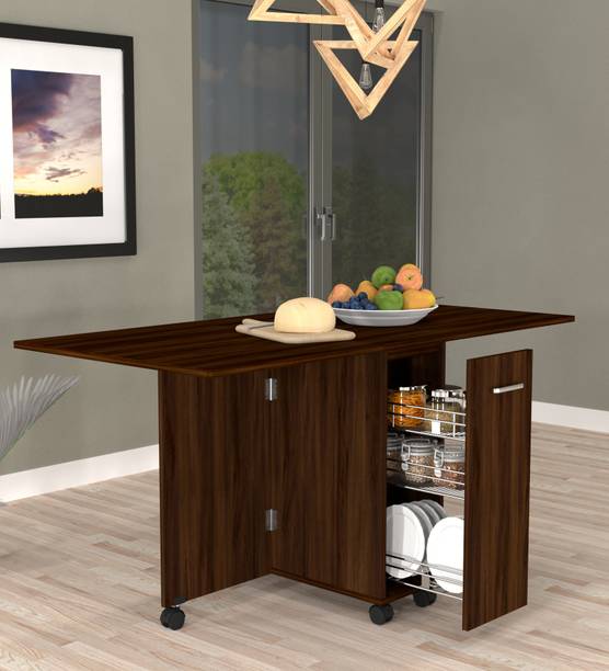 SPECIALITY PANELS Folding dining Table with Crockery unit & storage shelf with Termites resistance Engineered Wood 6 Seater Dining Table