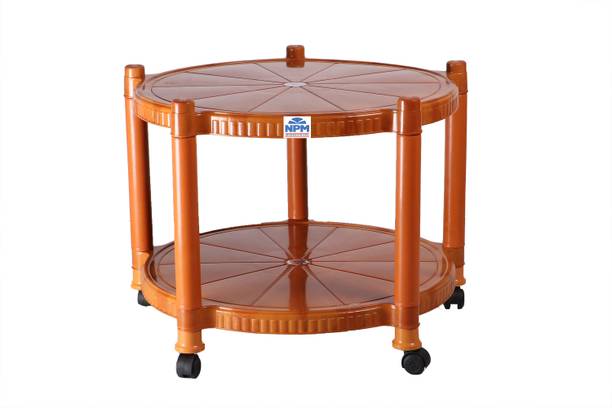 NPM NATIONAL ORBIT Round Storage Trolley Table with Wheels for Kitchen, Dining, Living Room Plastic 4 Seater Dining Table