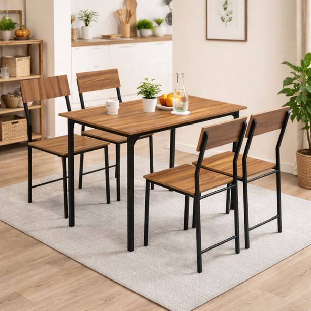 furniba Dining Table | Metal Frame | Sapce Saving | Engineered Wood 4 Seater Dining Table