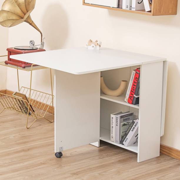 FORKTAIL Space saving folding dining table convertible with 2 tier Without chairs Engineered Wood 6 Seater Dining Table