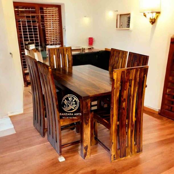 Banzara Arts Solid Wood Dining Set 6 Seater for Dining Room Solid Wood 6 Seater Dining Table