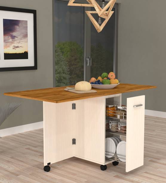 SPECIALITY PANELS Folding dining Table with Crockery unit & storage shelf with Termites resistance Engineered Wood 6 Seater Dining Table