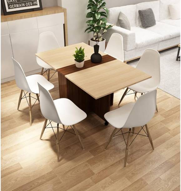 FUNLOOF Engineered Wood 6 Seater Dining Table Engineered Wood 4 Seater Dining Table