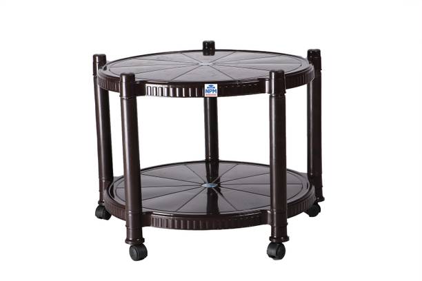 NPM NATIONAL ORBIT Round Storage Trolley Table with Wheels for Kitchen, Dining, Living Room Plastic 4 Seater Dining Table