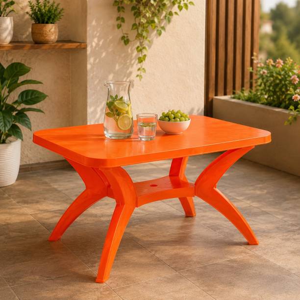 TrendyLivings Dining Table For Home, Cafe, Restaurant, Garden Multipurpose Outdoor / Indoor Plastic 6 Seater Dining Table