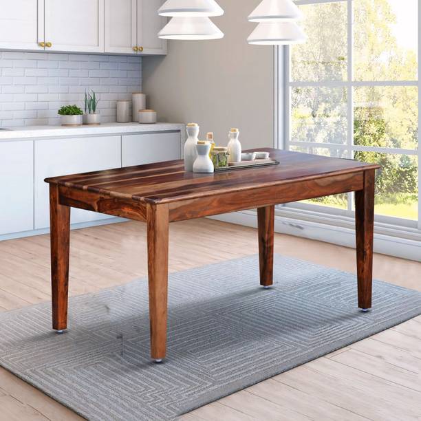 RAJWADA FURNISH Rattan Sheesham Wood Cane 6 Seater Dining Table Only for Dining Room Solid Wood 1 Seater Dining Table