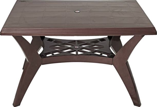 NP NATIONAL Since 1952 Jaipur Roma 4-Seater Dining Table with Shelf Elegant Wood Finish Dining Table Plastic 4 Seater Dining Table