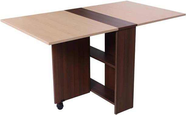 FORKTAIL Space Saving Folding Dining Table Drop Leaf Table, Convertible 2-4-6 Seater Engineered Wood 4 Seater Dining Table