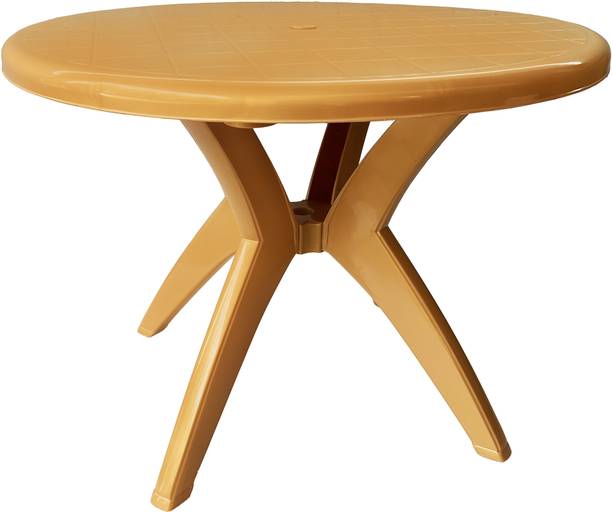 RW REST WELL Marina Round Glossy ISO Certified Plastic 4 Seater Dining Table