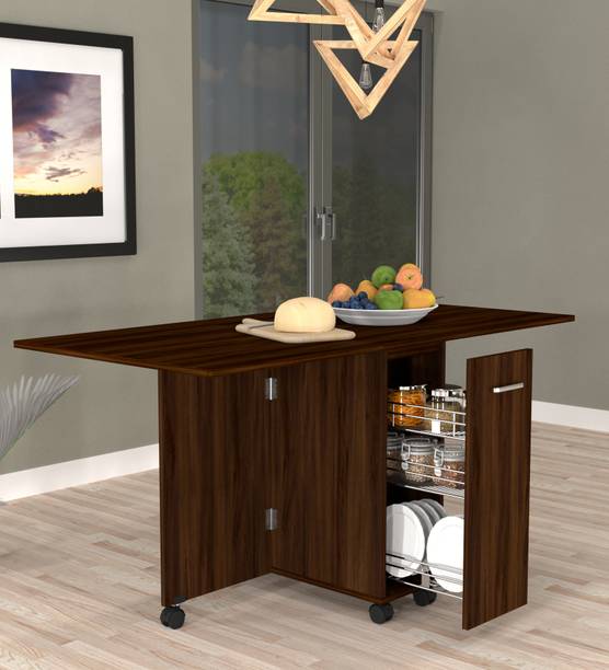 SPECIALITY PANELS Folding dining Table with Crockery unit & storage shelf with Termites resistance Engineered Wood 6 Seater Dining Table