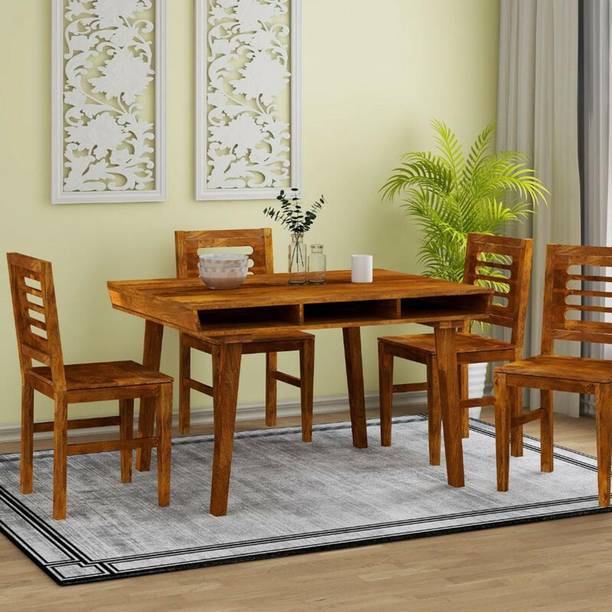 PRITI Solid Wood 4 Seater Dining Table