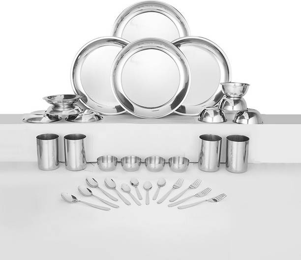 Shri & Sam Pack of 32 Stainless Steel Delight High Grade, 32 Pieces Dinner Set