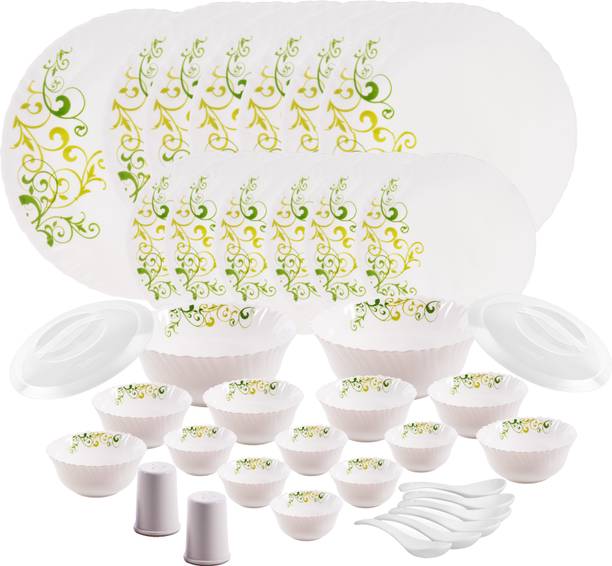 cello Pack of 37 Opalware Dazzle Oleander 37 Pcs Dinner Set
