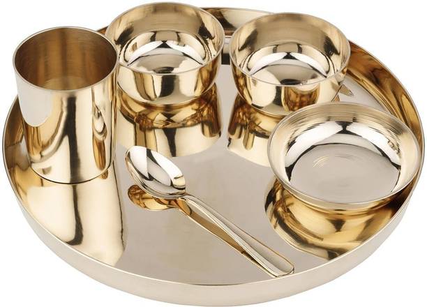PATRA Pack of 6 Bronze PATRA Bronze Dinner Set of 6 - 12.5" Traditional Bronze Dinnerware Set Dinner Set