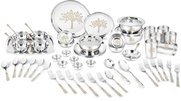 Classic Essentials Pack of 71 Stainless Steel Dinner Set|Serves 6 People|Heavy G