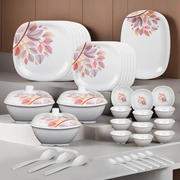Flipkart SmartBuy Pack of 40 Melamin Autumn Grove Melamine dinner set| Dishwasher Safe |Stain Resistant Dinner Set