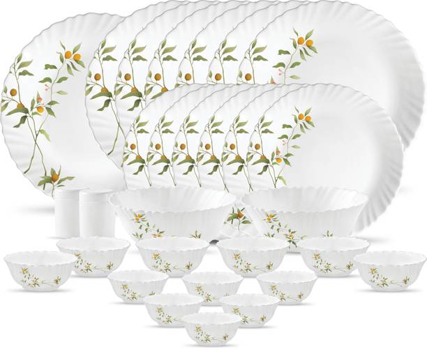 LAOPALA Pack of 29 Opalware Vivid Green Opalware Dinner Set (Set of 29 pcs) Dinner Set