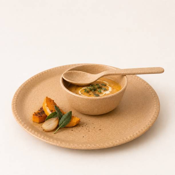 Pacing Grass Pack of 3 Bamboo Bio-composite Meal Serving Set | Plate, Bowls & Sp