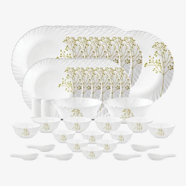 LAOPALA Pack of 35 Opalware Novo Collection Blissfull Green Dinner Set