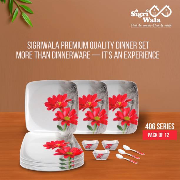 Sigri-wala Pack of 12 Melamin Dinner Set