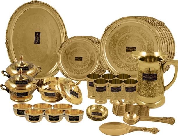 Crockery Wala And Company Pack of 70 Brass Pure Brass Dinner Set - 70 pcs Dinner Set
