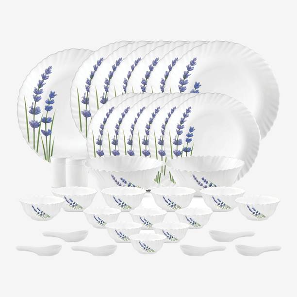 LAOPALA Pack of 35 Opalware Novo English Lavender 35 Pcs Dinner Set