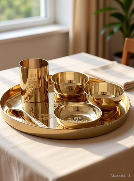 SUMORA ENTERPRISES Pack of 6 Bronze BRZTHALI Dinner Set