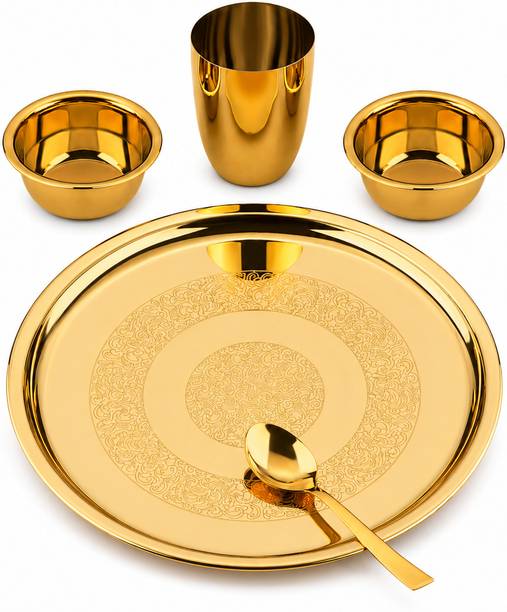 Dhruv Stainless Steel stainless steel dinner set golden set Dinner Set