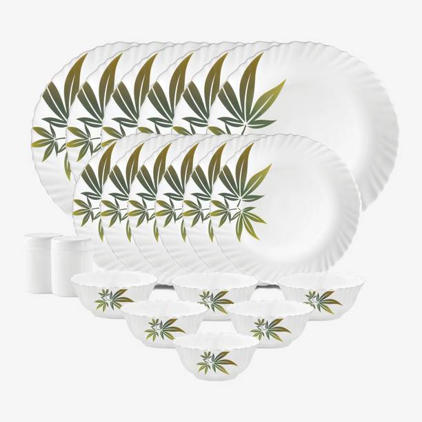 LAOPALA Pack of 20 Opalware trinity green Dinner Set