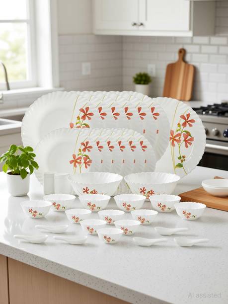 LAOPALA Pack of 35 Opalware Novo Collection Coral Charm Dinner Set