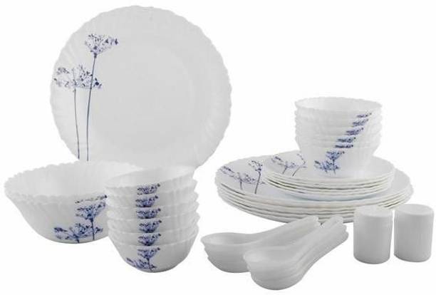 LAOPALA Pack of 35 Opalware Spray 35 Pcs Dinner Set