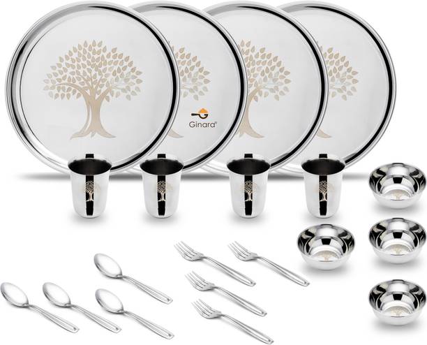Ginara Pack of 20 Stainless Steel Laser Printed Tree Model Dinner Set