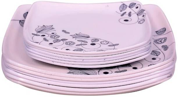 CARNIVAL Pack of 12 Melamin Melamine 10 Inch Full And 7 Inch Half Dinner Plate Set 12 Pcs Dinner Set