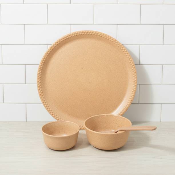 Pacing Grass Pack of 4 Bamboo Bio-composite | Dining Set | Plate, Bowl, Katori &
