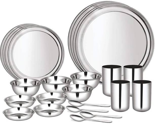 Shri & Sam Pack of 24 Stainless Steel 24 PCS (4 People) Dinner Set